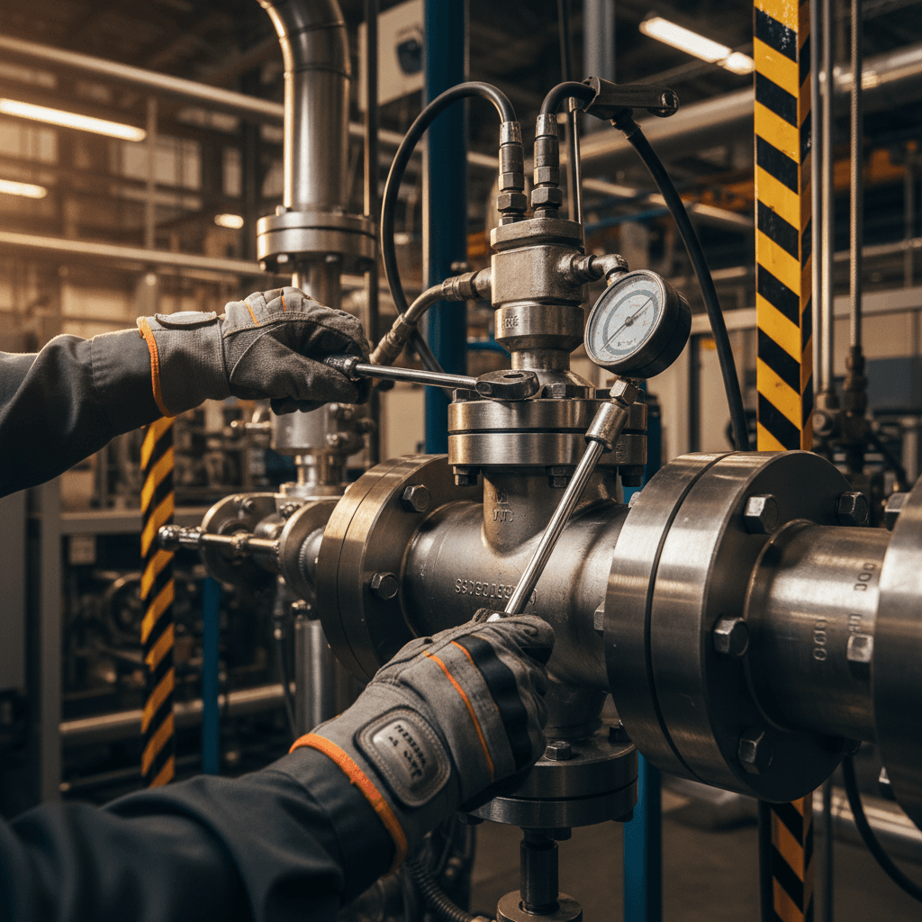 Close-up of professional RV pump out equipment connections